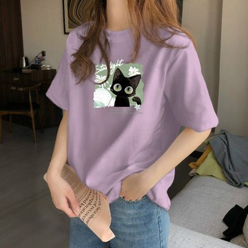 台灣出貨 純棉短袖 t恤女 夏季短袖女 美式短袖女 寬鬆遮肚上衣 正肩上衣 短袖女 夏季女裝 女裝上衣 設計感上衣