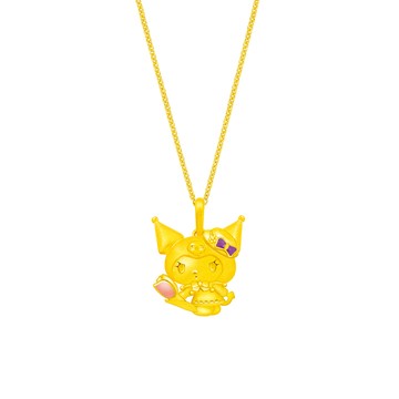 Just Gold 酷洛米 Kuromi 復古野餐趣-鬱金香 黃金吊墜(不含鍊)