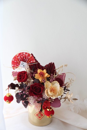 【新春花禮】永生花盆栽 開幕賀禮 乾燥花 乾燥花桌花 永生玫瑰