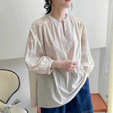 法式七分袖純棉上衣862462