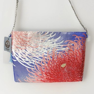 日本真絲和服袋帶肩背, 手工刺繡斜挎包, 環保再生時尚設計