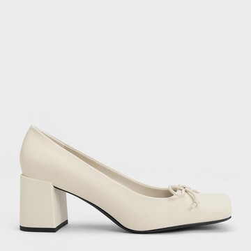 蝴蝶結方頭粗跟鞋