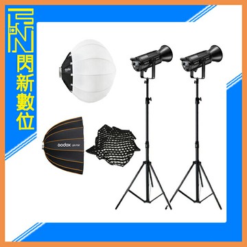 搶券最高折320｜GODOX 神牛 SL200 III 棚燈x2+280cm燈架x2+ QR-P90 快裝深拋柔光罩+CS-65D燈籠罩 雙燈組 直播 遠距 視訊
