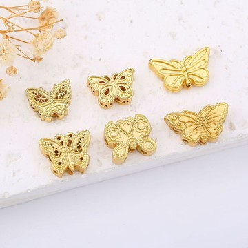 Yd0702--（10pcs）18K古法金蝴蝶祥雲通孔隔珠 DIY手工編繩串珠隔珠手鍊間隔飾品配