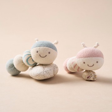 有機棉毛毛蟲搖鈴・寶寶安撫玩具・練習抓握好夥伴_HomeyOrganic