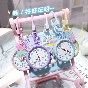 甄選好物🌈鑰匙扣掛錶學生考試手錶女電子錶男兒童表迷你小懷錶便攜掛錶胸表