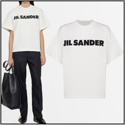 JIL SANDER ジルサンダー ロゴ 入り プリント コットン ジャージー ...