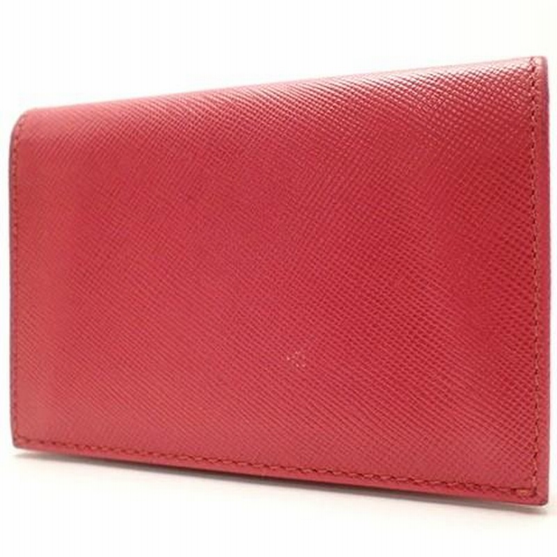 PRADA 名刺　カードケースピンクレッド　レザー 二つ折り PRADA 名刺 カードケースピンクレッド レザー 二つ折り（プラダ