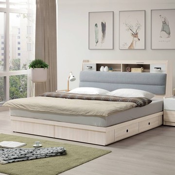 文創集 艾蘿6尺雙人加大貓抓皮四抽床台組合(床頭箱＋四抽床底＋不含床墊)-185x221x112cm免組