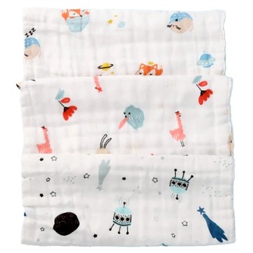 ilody 六層水洗方巾3件組 0歲以上 30x30cm  星空探索 白色  1組