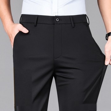 [巴黎精品] 男西裝褲內含真絲高彈力冰絲涼感商務修身長褲免燙抗皺-直筒高彈透氣寬鬆男休閒直筒褲3色a1ff46