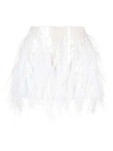 Retrofete - Athana feather sequin mini skirt - women - Polyester/Polyester/Lycra - M - White