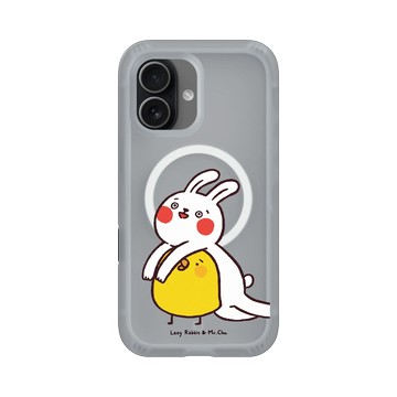 iPhone 17 AirX 流變灰 - 懶散兔與啾先生 Lazy Rabbit and Mr.Chu - 黏著你