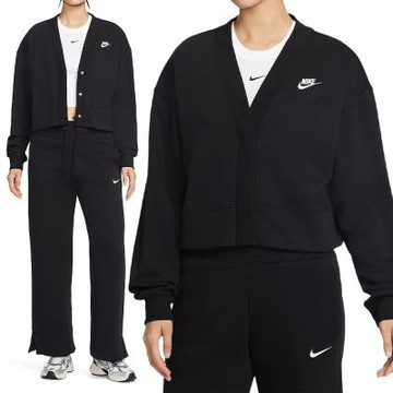 Nike As Nsw Club Flc Loose Cardig 女款 黑色 刺繡 寬鬆 外套  IF5456-010