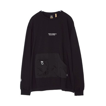 5th STREET｜山形｜男裝｜拼接口袋設計長袖T恤｜黑色