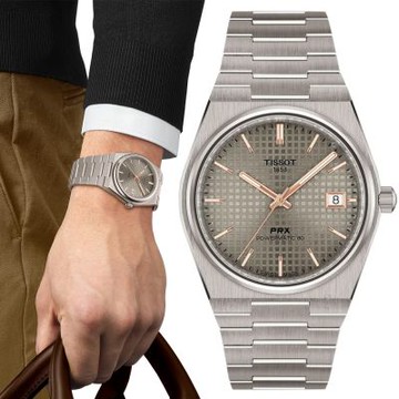 TISSOT 天梭錶 PRX POWERMATIC 80 鈦金屬 灰色 機械錶 手錶-T1378074406100/錶徑38mm