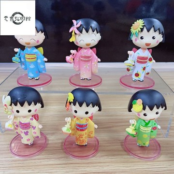 元氣招財 櫻桃小丸子 8cm 6Pcs/Set Chibi Maruko-Chan 職業係列工作可動人偶玩具可愛赤壁丸子