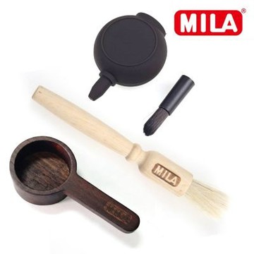 MILA 咖啡清潔組(原木短柄匙+原木毛刷+小型氣吹)