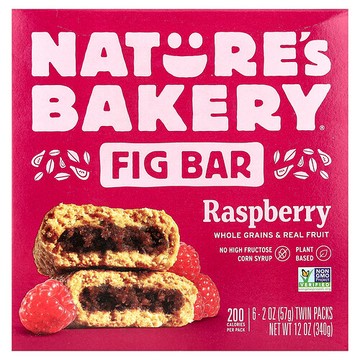 Nature's Bakery, 無花果零食棒，樹莓味，6 對，每對 2 盎司（57 克）