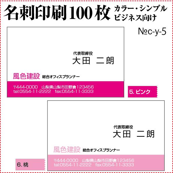 名刺 印刷 作成 激安 ビジネスカラー シンプル 100枚 送料無料 c-y-5