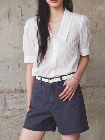 Low Collar Blouse [White] (KE5360M090)