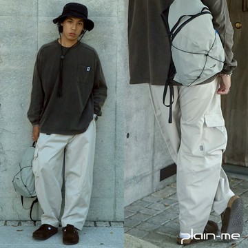 plain-me  [PM廓型神褲2.0] 工裝褲 寬褲 繭型褲 長褲 [PLN3571-242]
