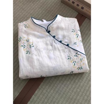 中式改良旗袍棉麻連衣裙女2025夏季新款時尚復古立領休閑苧麻裙子