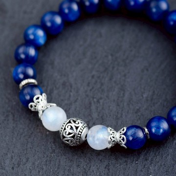 藍晶石月光石925純銀手鍊 | 天然水晶泰銀手鏈 客製設計 生日禮物