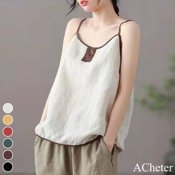 【ACheter】棉麻繡花背心百搭上衣# 112614(現貨+預購)