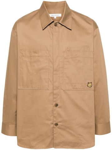 Maison Kitsuné - Fox Head gabardine overshirt - men - Cotton - XL - Neutrals