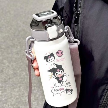 庫洛米316不銹鋼保溫杯大容量兒童水杯女孩學生上學專用吸管杯子