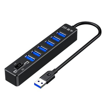八合一USB擴展器 2.0 usb hub+TF/SD讀卡器 電腦分線器集線器通用