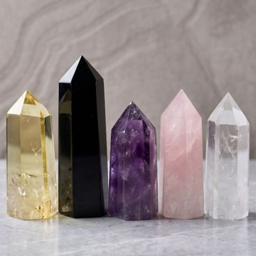 【藥魂】4-5cm 水晶柱 白水晶 黑曜石 黃水晶 紫水晶 粉晶 水晶擺件 擺件 擺飾 招財 事業 招桃花 防小人 淨化
