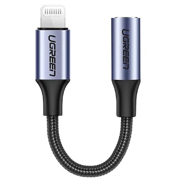 UGREEN 綠聯 MFi蘋果官方認證 Lightning轉3.5mm耳機轉接器 標準包裝 10cm  US211  黑色  1個