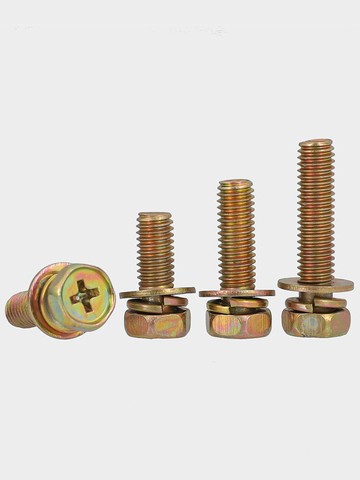 M4M5M6M8M10十字槽外六角三組合螺絲帶墊螺絲 帶彈墊平墊組合螺栓