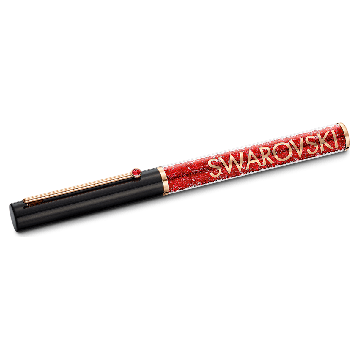 Swarovski Crystalline Gloss 圓珠筆, 黑與紅, 鍍玫瑰金色調