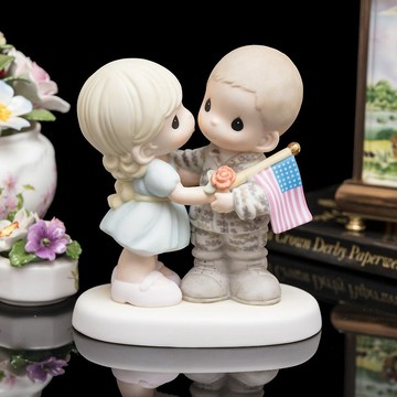 美國Precious Moments 暖心歸來 2007情侶陶瓷擺飾水滴娃娃公仔