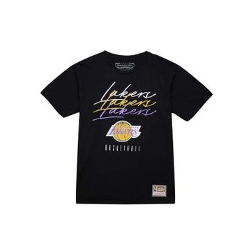 Mitchell & Ness Triple Stack Tee 黑色 湖人短袖 MN25ATS30LAL [台灣現貨]