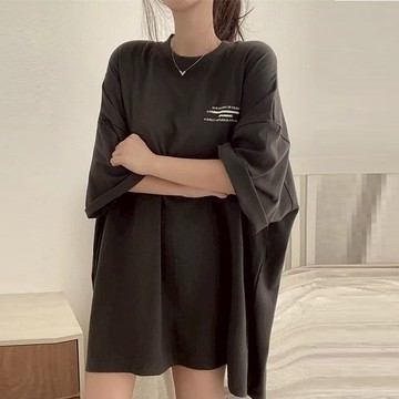 ZUCA”S - 韓版寬鬆五分袖短袖上衣 衣服 夏天女裝 長版上衣 長版t恤 女裝 短袖t恤女 - T-63