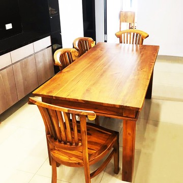 【吉迪市100%全柚木家具】UNC1-30B 柚木古典風格造型餐桌 餐桌