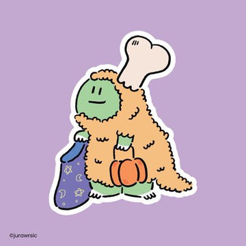 Jurawrsic 壓克力貼紙 PVC 防水 die-cut trick or treat halloween 炸雞