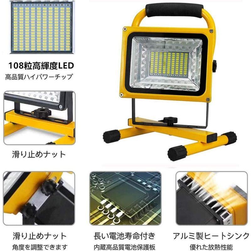 Makilight 500W LED投光器 6モード 充電式ポータブル投光器 ABS素材