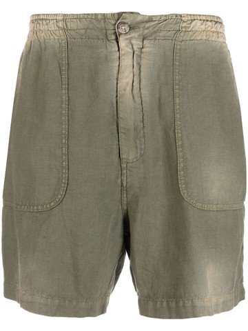Altea - straight-leg elasticated shorts - men - Linen/Flax/Cotton/Linen/Flax - L - Green
