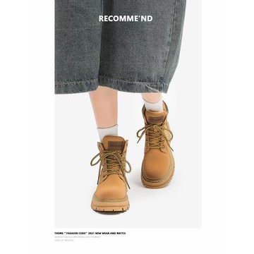 2025新款馬丁靴女春秋新款英倫風短靴小個子夏季薄款厚底大黃靴