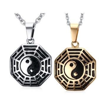 《316小舖》今天特價【F422】(優質鈦鋼項鍊-太極八卦白鋼項鍊太極八卦項鍊/道教飾品/道士項鍊/太極項鍊/銀色項鍊)