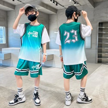 GILE男童夏季短袖籃球服速干運動兒童夏裝男孩球衣套裝大童潮