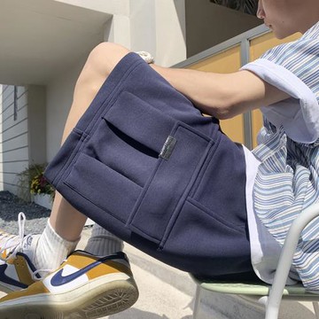 純棉工裝短褲男夏季薄款五分褲衛褲直筒寬松休閑褲男士運動中褲潮