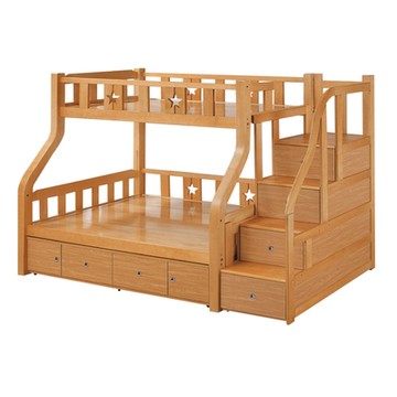 【文創集】布諾 現代3.5尺單人實木雙層樓梯式床台(不含床墊)-130x258x180cm免組