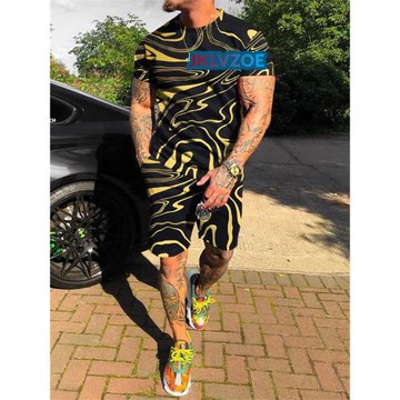 Fashion casual loose 3D printing set  時尚休閑寬松3D印花套裝