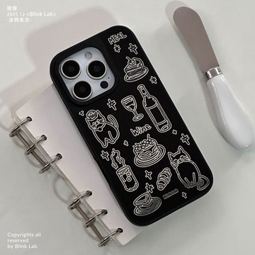 ✨ins新款✨ins風晚餐涂鴉鏡面適用iPhone16蘋果手機殼15Promax高級17/11男12